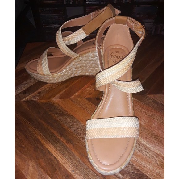 SOLD   DOLCE BY MOJO MOXY STRIPED DAVENPORT ESPADRILLE WEDGE HEEL SANDALS - Picture 5 of 13